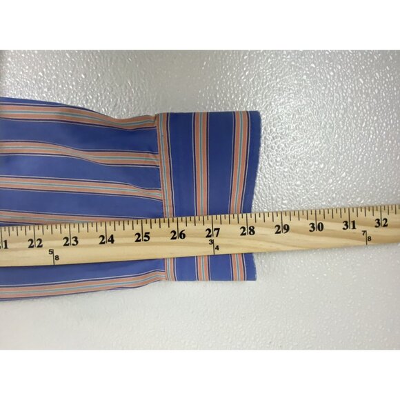 Vintage Abercrombie Mens Blue & Peach Muscle Fit Striped Button-Down Shirt Med - Picture 10 of 16